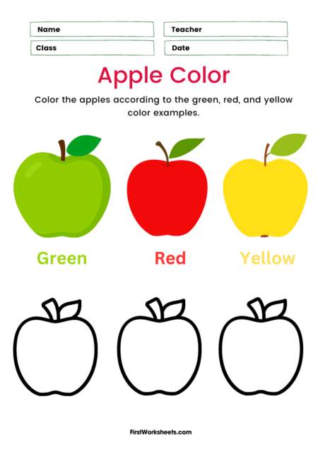 Apple Color Worksheets Apple Color Worksheets