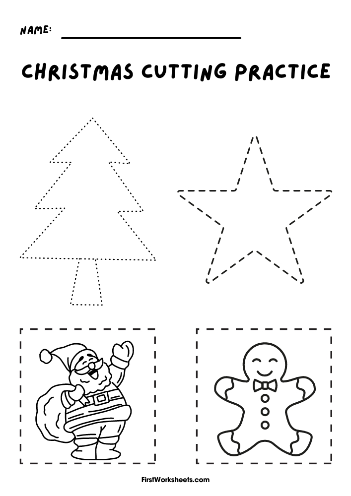 Christmas Cutting Practice Worksheet Christmas Cutting Practice Worksheet