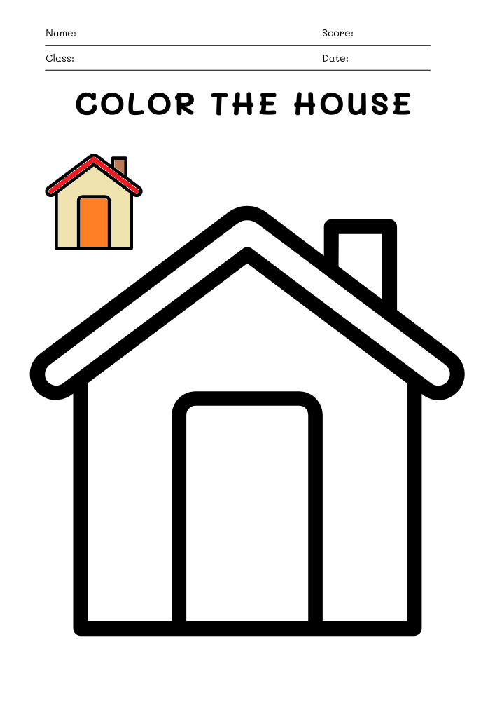 Color The House Worksheet Color The House Worksheet