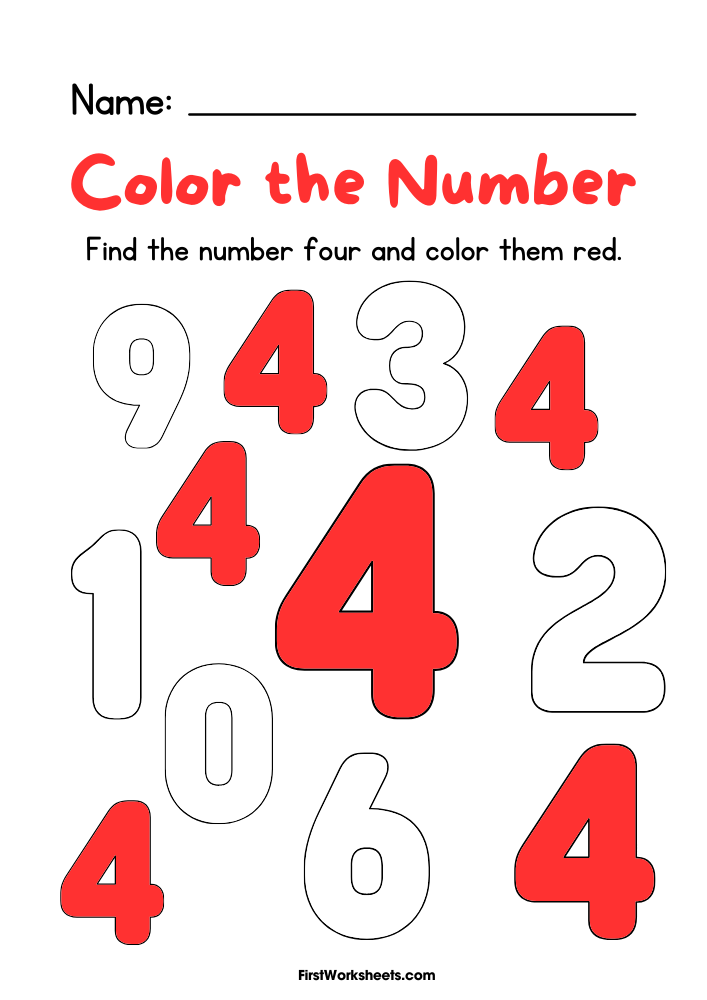 Color The Number 4 Worksheet Answer Key Color The Number 4 Worksheet Answer Key