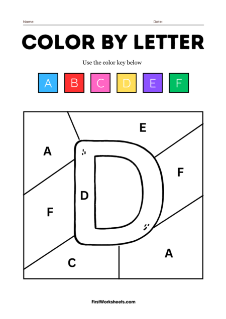 Color by Letter: D Edition Worksheets