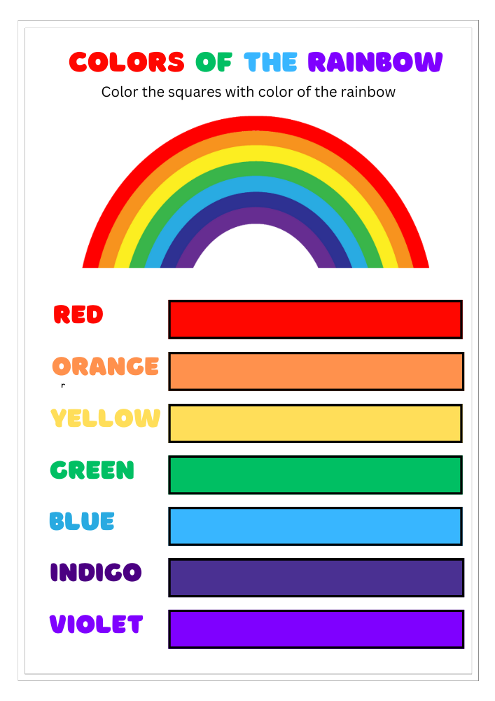 Colors Of The Rainbow Worksheet Answer Key
