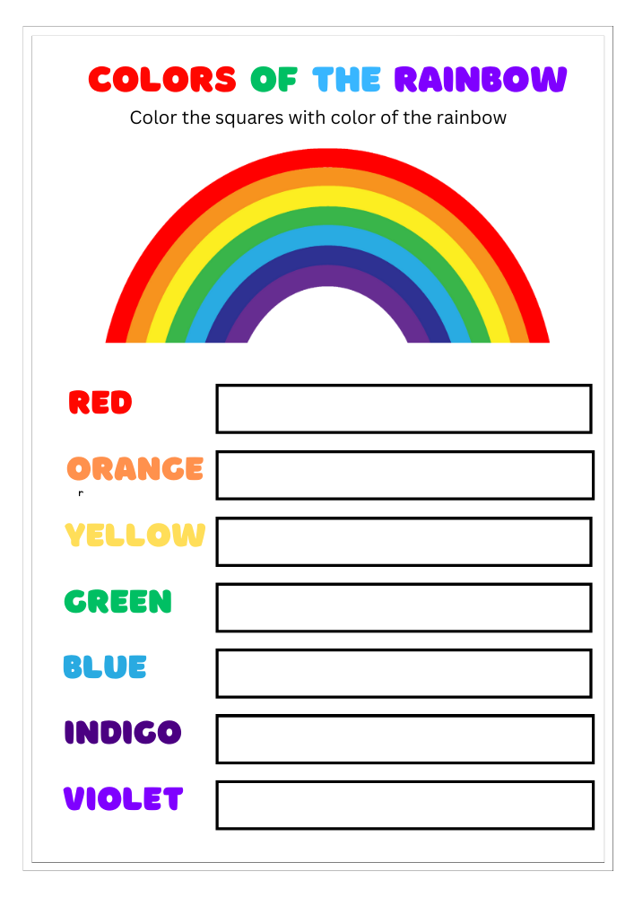 Colors Of The Rainbow Worksheet Colors Of The Rainbow Worksheet