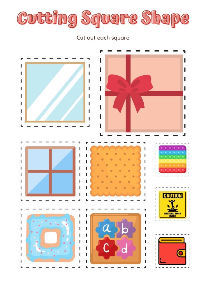 Cutting Square Shape Worksheet Cutting Square Shape Worksheet