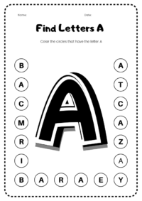 Find Color Letter A Worksheet
