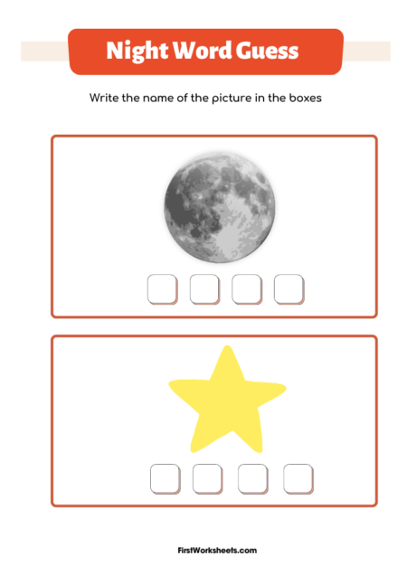Night Word Guess Worksheets Night Word Guess Worksheets