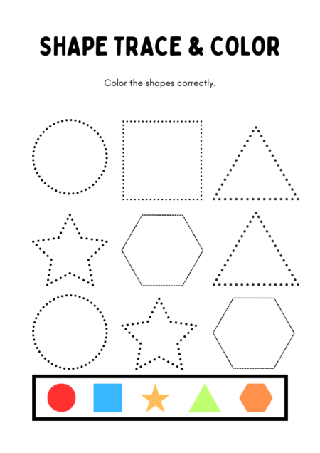 Shape Trace & Color Worksheets Shape Trace & Color Worksheets