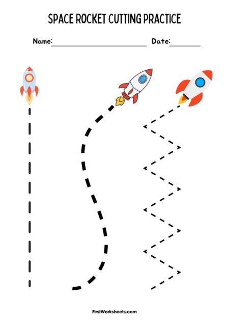 Space Rocket Cutting Practice Worksheets