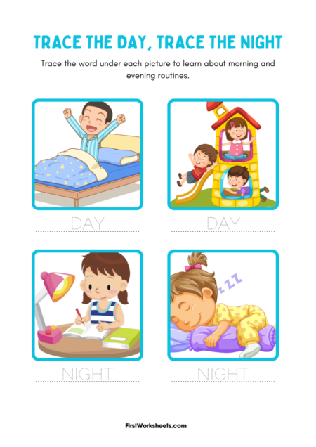 Trace the Day, Trace the Night Worksheets Trace the Day, Trace the Night Worksheets