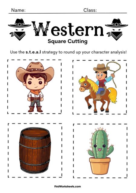 Western Square Cutting Worksheets