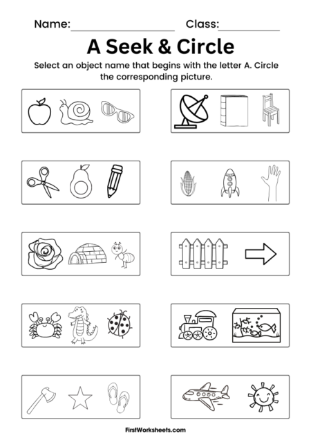 A Seek & Circle Worksheets