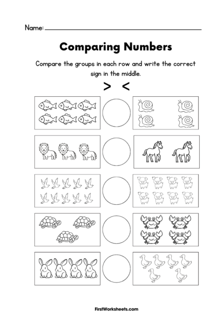 Comparing Numbers Worksheets