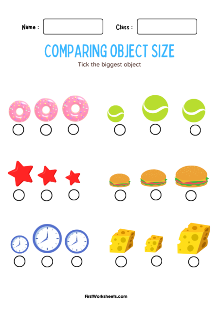 Comparing Object Size Worksheets Comparing Object Size Worksheets