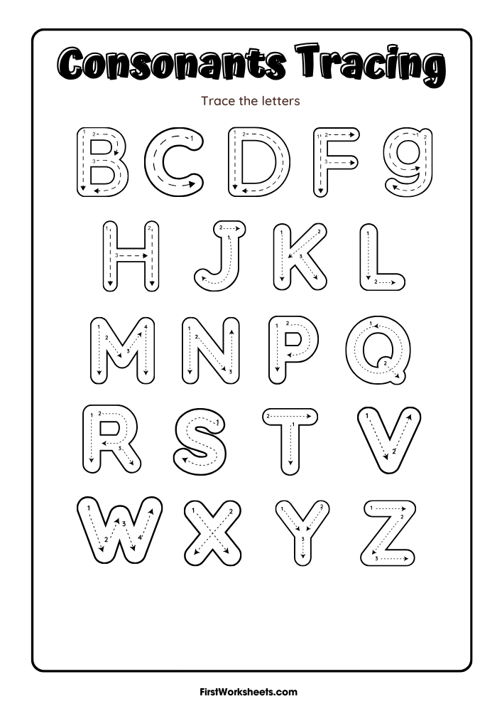 Consonants Tracing Worksheet Consonants Tracing Worksheet