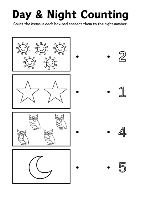 Day & Night Counting Worksheets