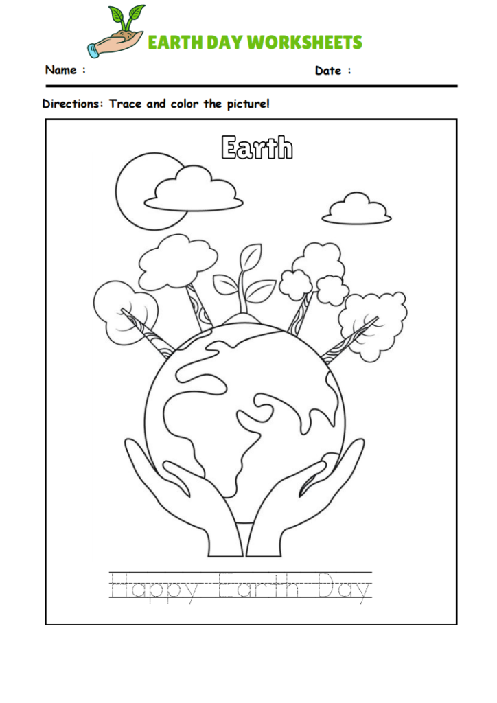 Earth Day Tracing Worksheet Earth Day Tracing Worksheet 2