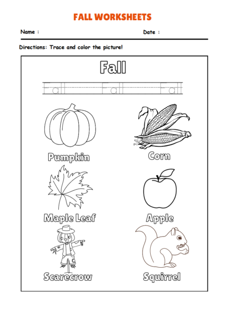 Fall Tracing Worksheets