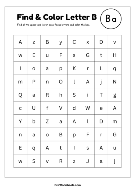 Find Color Letter B Worksheets