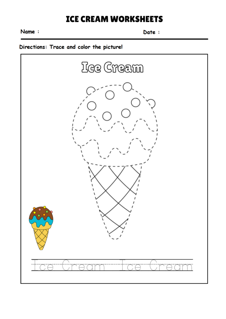 Ice Cream Tracing Worksheet Ice Cream Tracing Worksheet