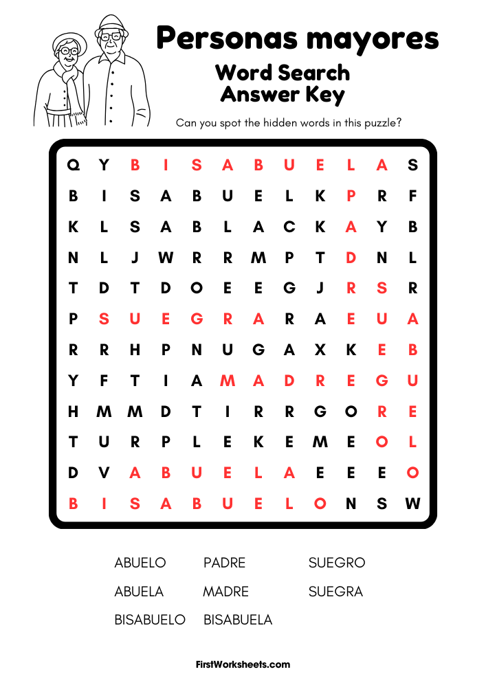 Las Personas Mayores En La Familia Word Search Answer Key Las Personas Mayores En La Familia Word Search Answer Key