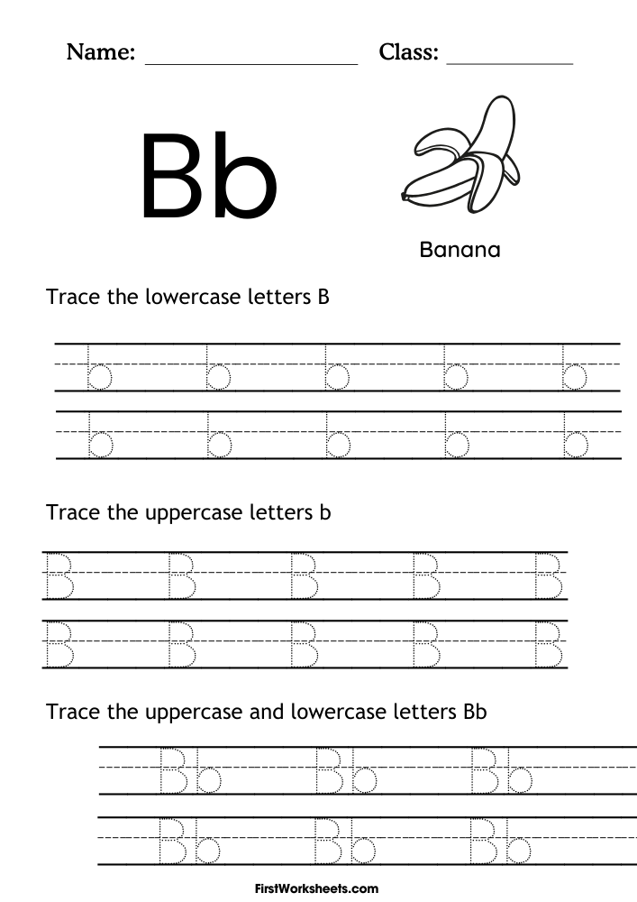 Uppercase & Lowercase Letter B Tracing Worksheet Uppercase & Lowercase Letter B Tracing Worksheet