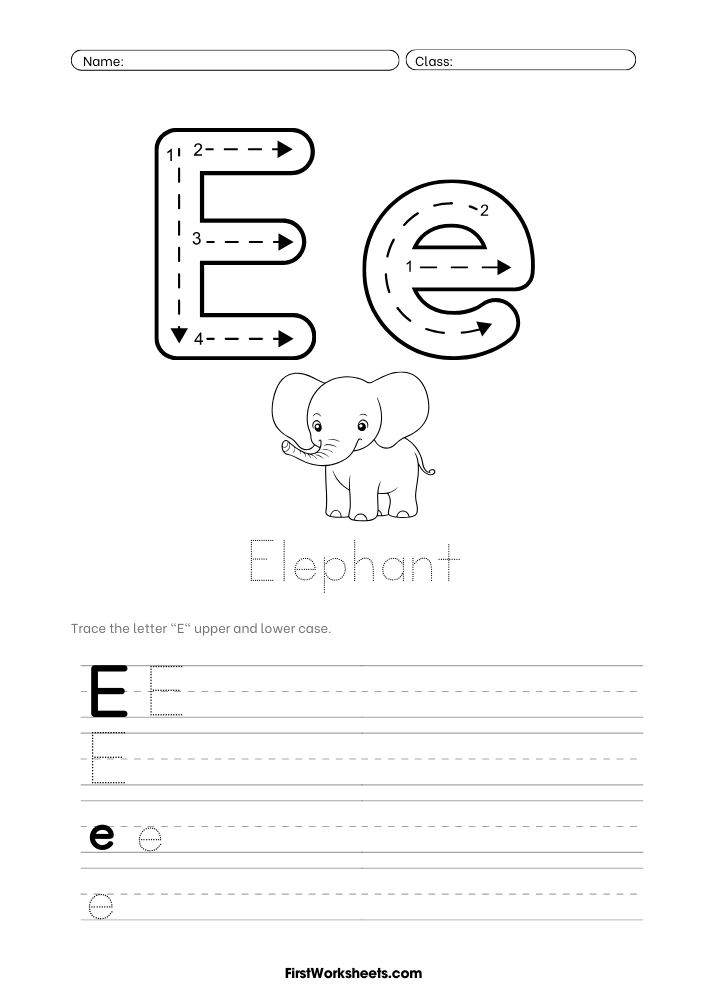 Letter E Tracing Worksheet Letter E Tracing Worksheet