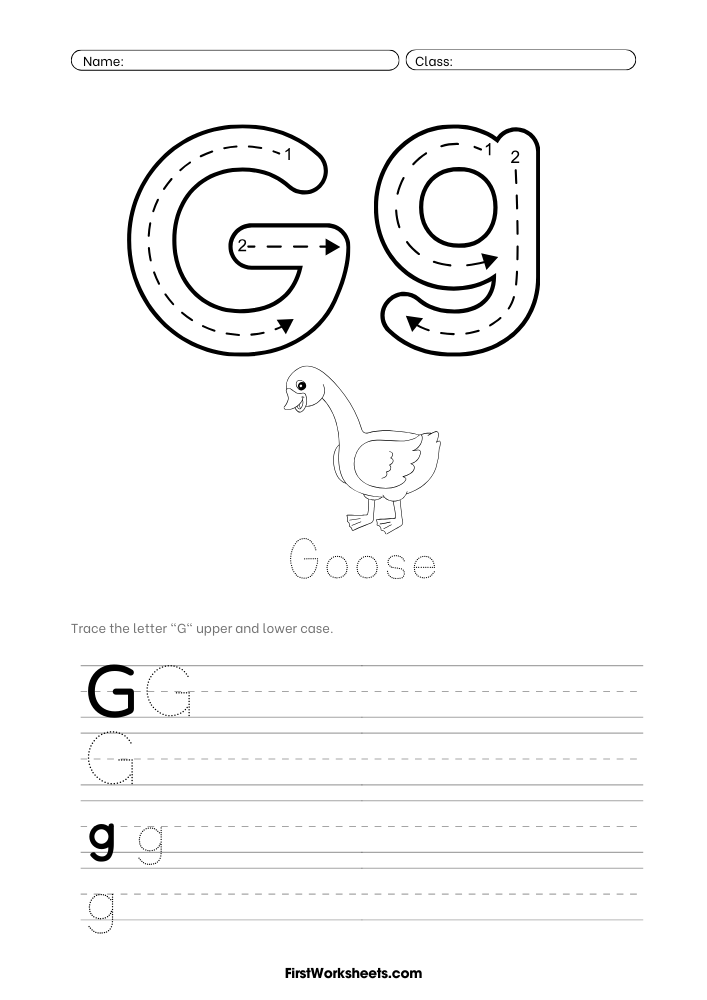 Letter G Tracing Worksheet Letter G Tracing Worksheet