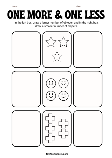 More & Less Drawing Activity Worksheets