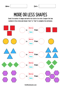 More Or Less Shapes Worksheet
