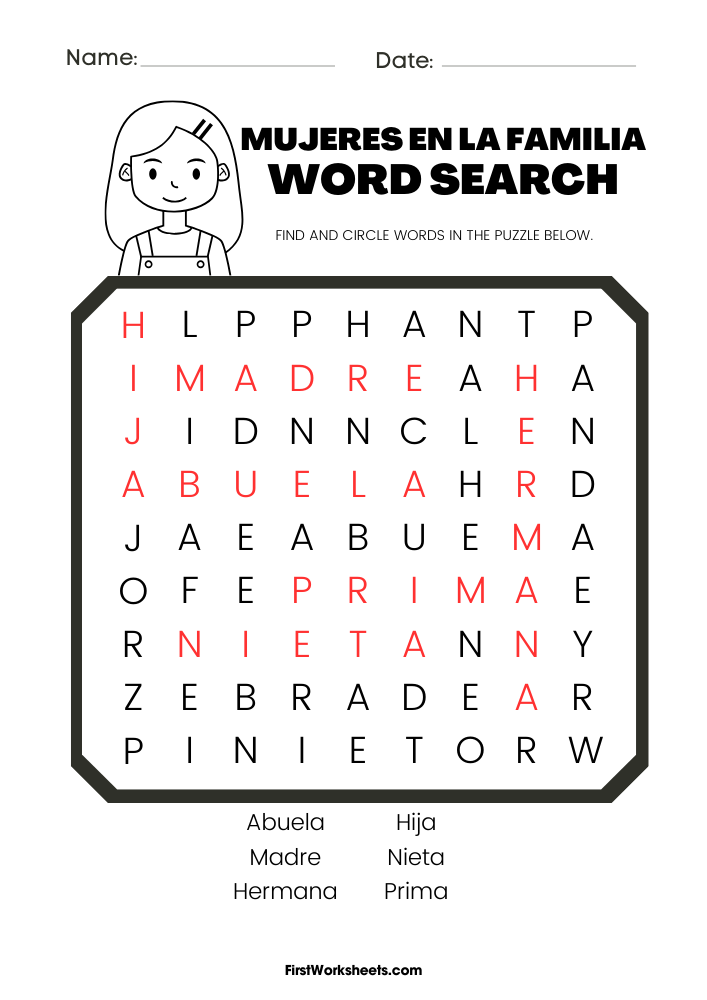 Mujeres En La Familia Word Search Answer Key