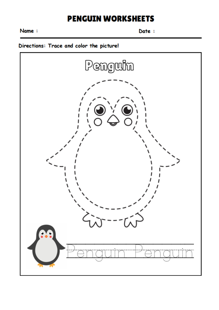 Penguin Tracing Worksheet Penguin Tracing Worksheet