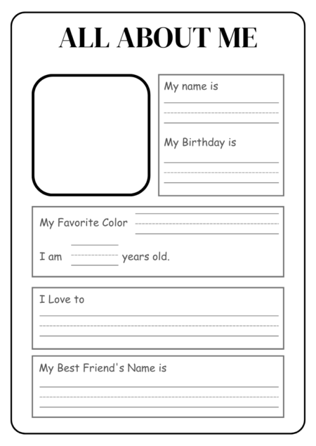 All About Me With Photo Worksheets All About Me With Photo Worksheets