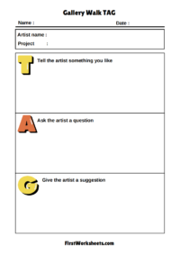 Gallery Walk Tag Worksheet