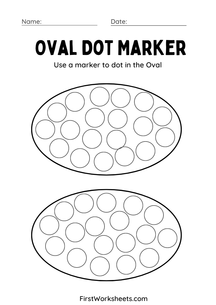Oval Dot Marker Worksheet Oval Dot Marker Worksheet