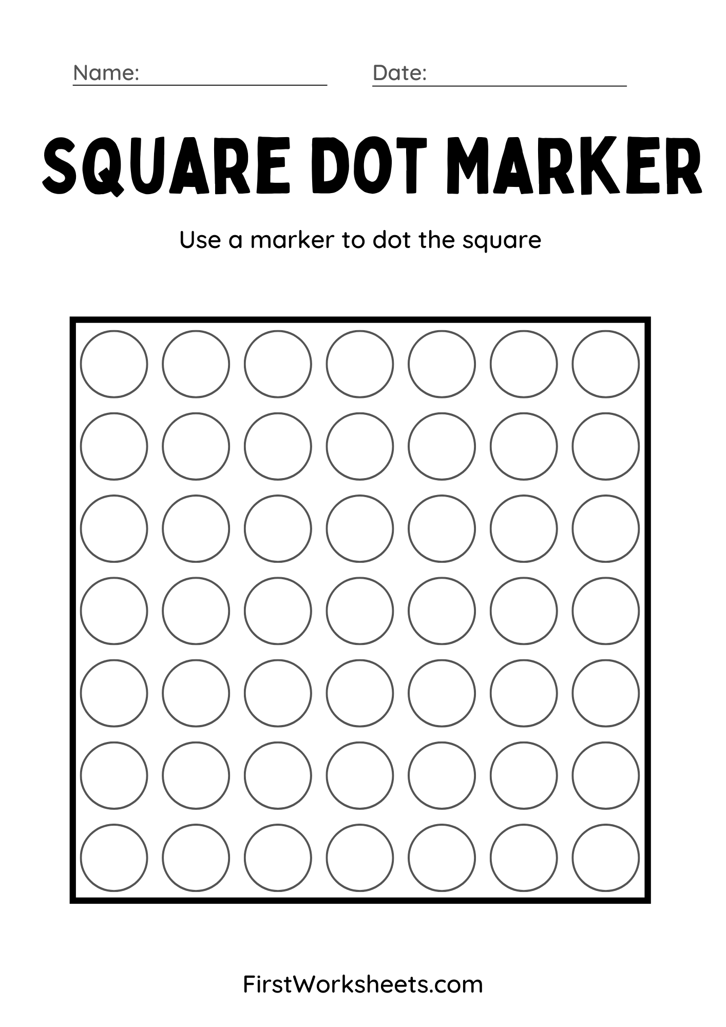 Square Dot Marker Worksheet Square Dot Marker Worksheet
