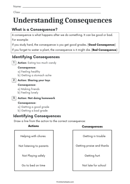 Understanding Consequences Worksheets