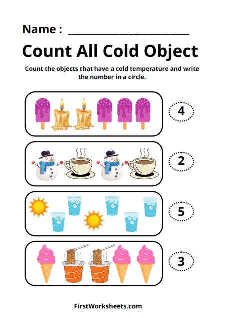 Count All Cold Object Worksheets Count All Cold Object Worksheets