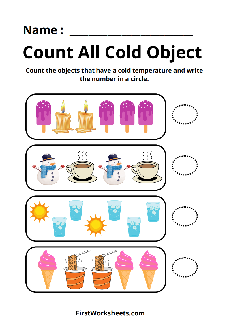 Count All Cold Object Worksheet Count All Cold Object Worksheet