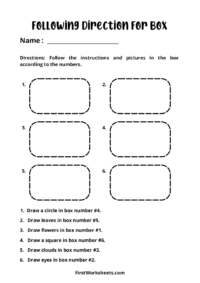 Following Directions For Box Worksheet