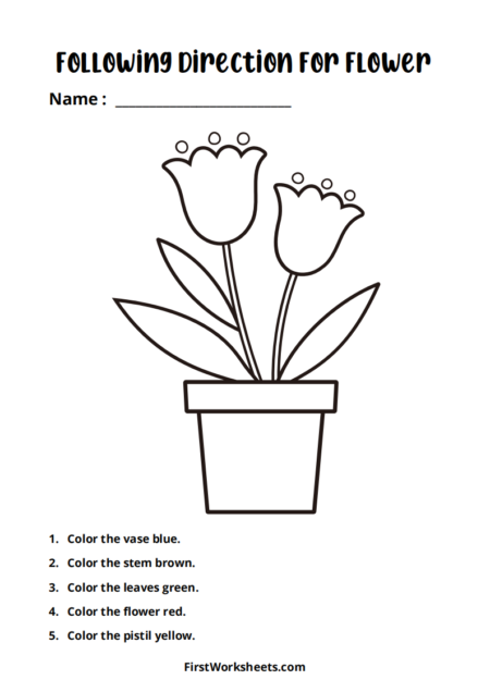 Following Directions For Flower Worksheets Following Directions For Flower Worksheets
