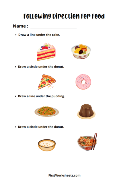 Following Directions For Food Worksheets Following Directions For Food Worksheets