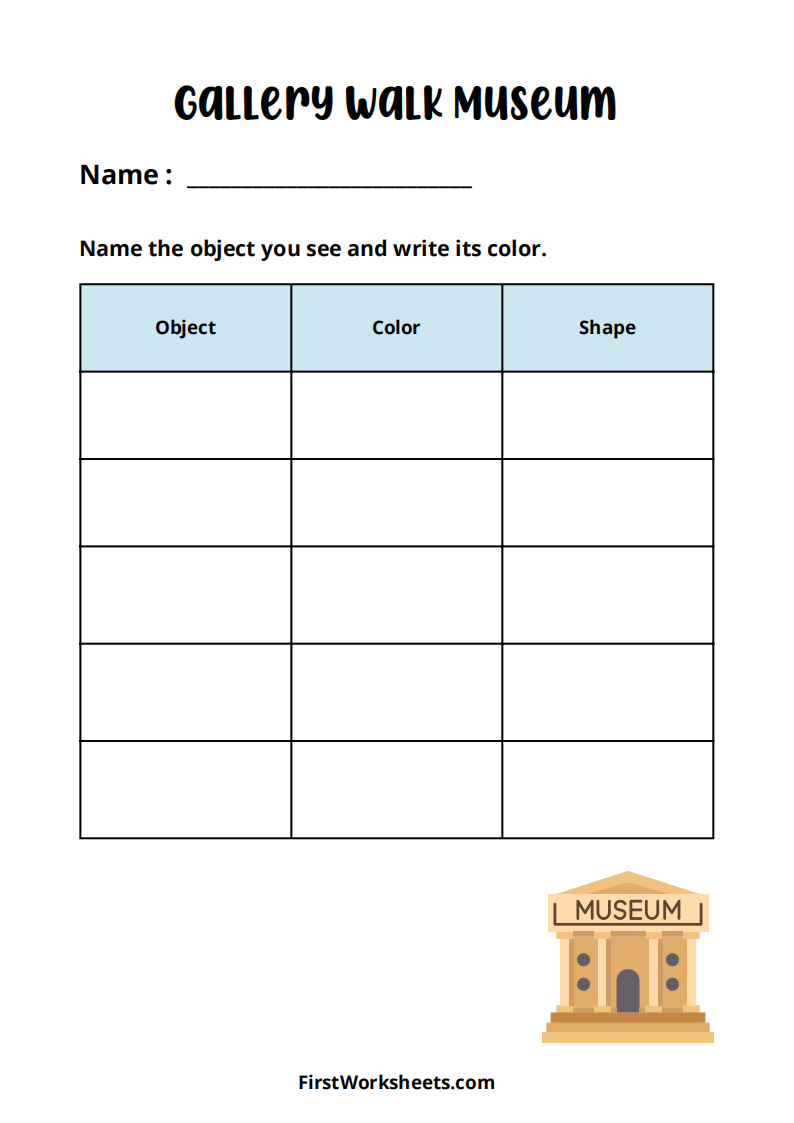 Gallery Walk Museum Worksheet Gallery Walk Museum Worksheet