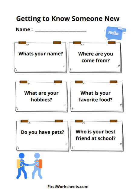 Getting to Know Someone New Worksheets Getting to Know Someone New Worksheets