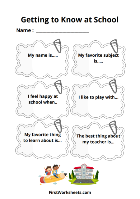Getting to Know at School Worksheets