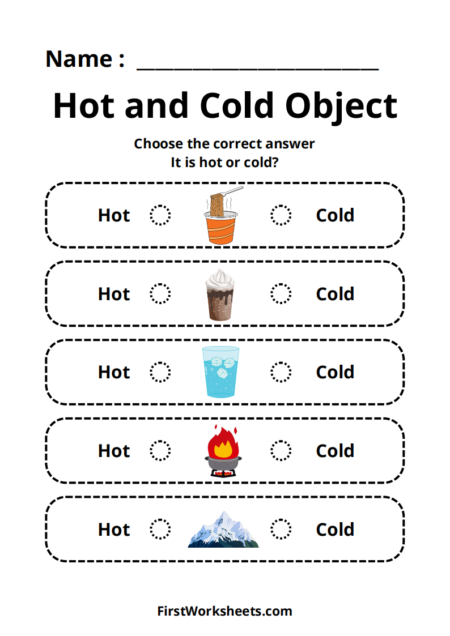 Hot and Cold Object Worksheets Hot and Cold Object Worksheets