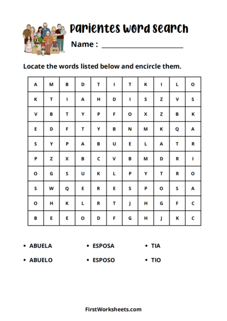 La Familia Parientes Word Search Worksheets La Familia Parientes Word Search Worksheets
