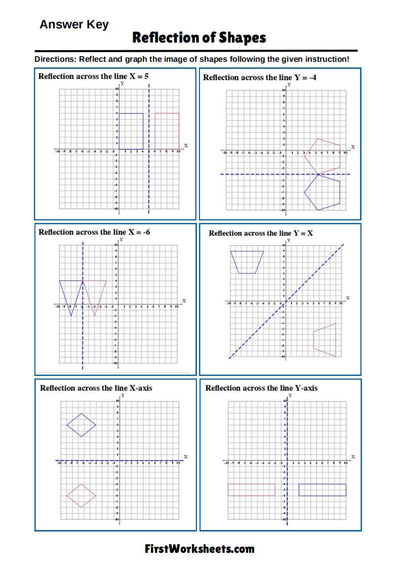 Reflection Of Shapes Worksheet Answer Key Reflection Of Shapes Worksheet Answer Key