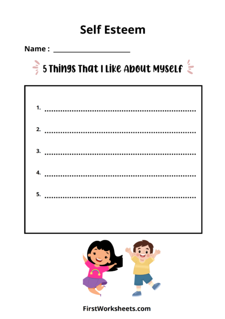 Self Esteem 5 Things That I Like About Myself Worksheets Self Esteem 5 Things That I Like About Myself Worksheets