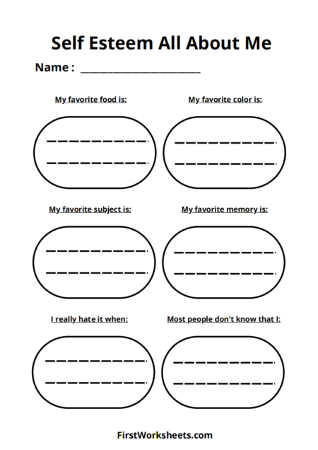 Self-Esteem All About Me Worksheets Self-Esteem All About Me Worksheets