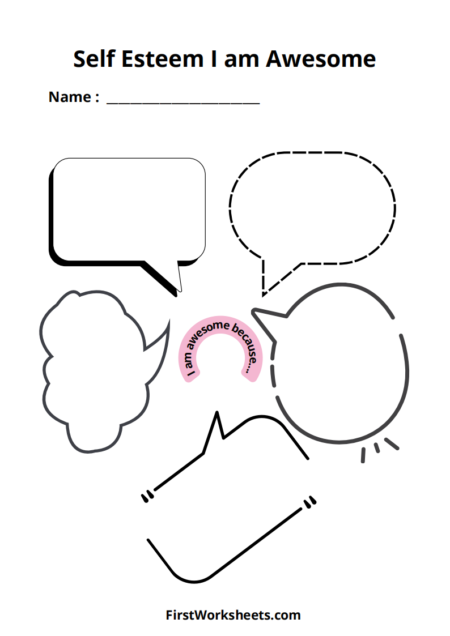 Self Esteem I am Awesome Worksheets